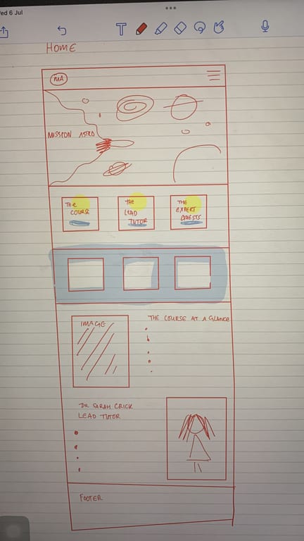 mission astro home page design